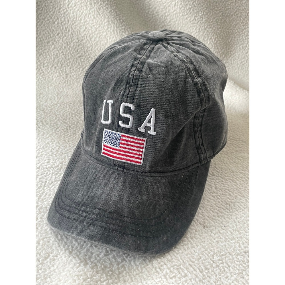 David and Young Baseball Cap Unisex OSFM Charcoal‎ Grey USA Flag FWCAP746 Hat